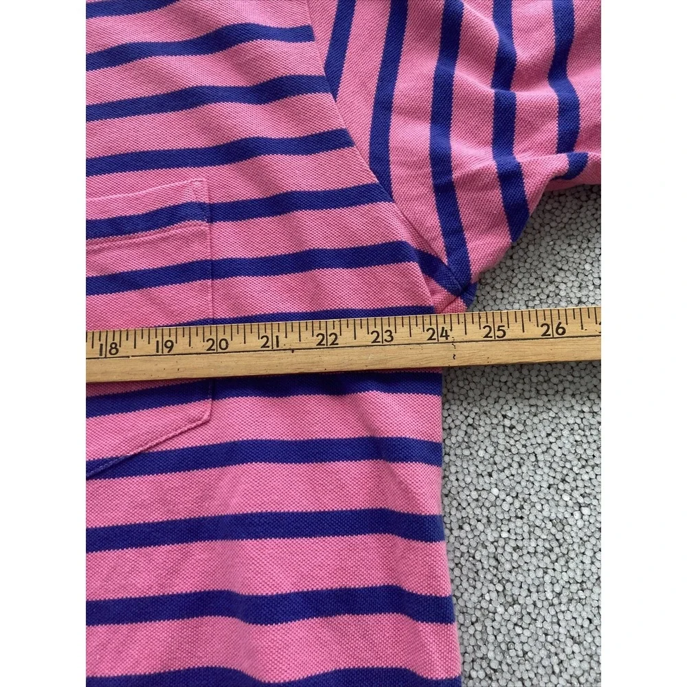 Vintage Polo Ralph Lauren The Big Shirt Size Large Pink Navy Blue Stripe Pony